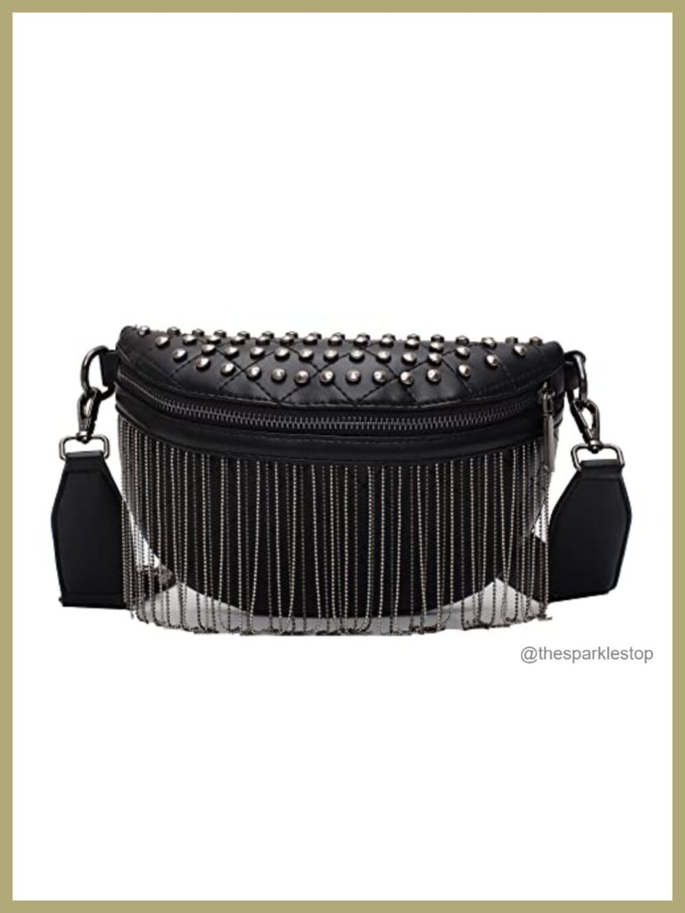 Faux Leather Fringe Quilted Waist Pack Crossbody Bag with Tassel Pendant